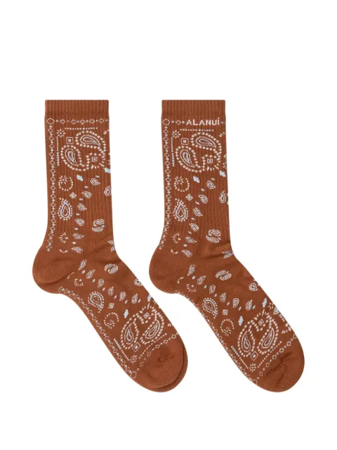 Alanui bandana-print socks Brown LMRA004E26KNI0016484