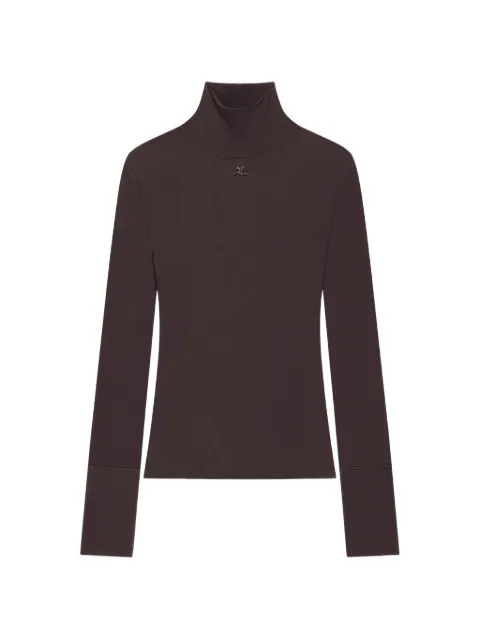 Courrèges logo-patch roll-neck top Red 326JTO546JS01454090