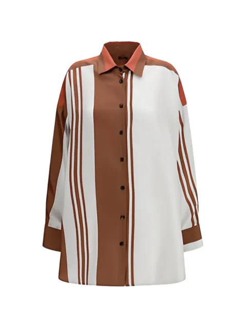 Kiton striped silk shirt Brown D51402K0999G08009