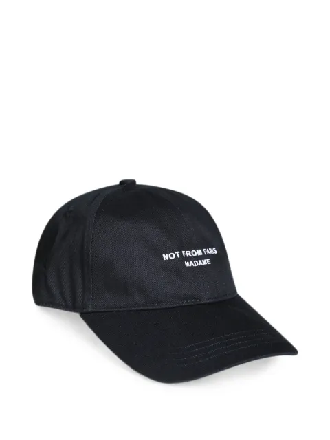 Drôle De Monsieur slogan-embroidered cotton baseball cap Black LCP207CO138