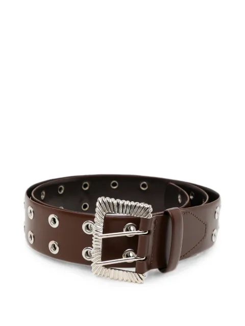 Toga engraved metal-plaque leather belt Brown TOGBTAH93705RBWX00F