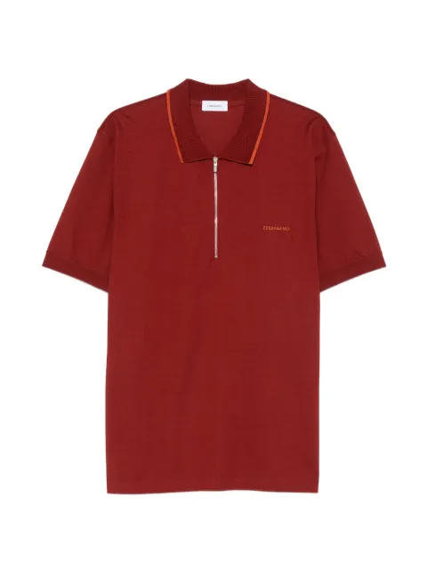 Ferragamo zip-fastening logo-embroidered polo shirt Red 795877