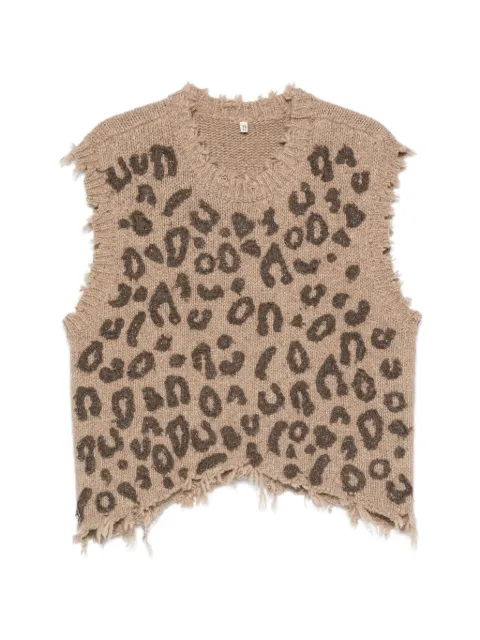 R13 leopard-pattern top Brown R13WY376Y331B