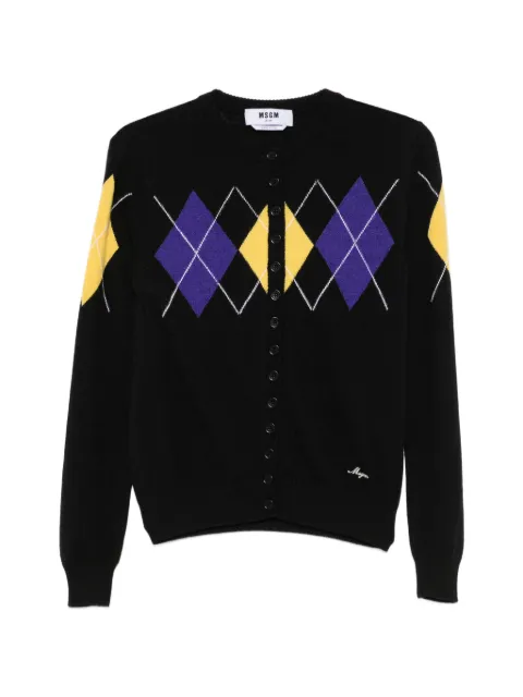 MSGM argyle-intarsia button-up cardigan Black 4141MDM203267774