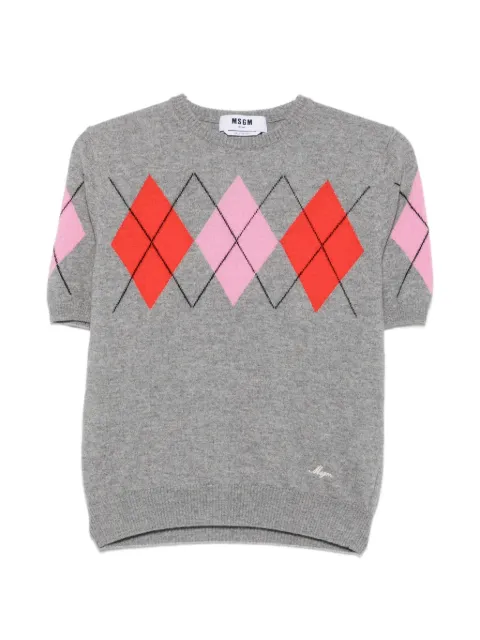 MSGM argyle-pattern short-sleeve T-shirt Grey 4141MDM204267774