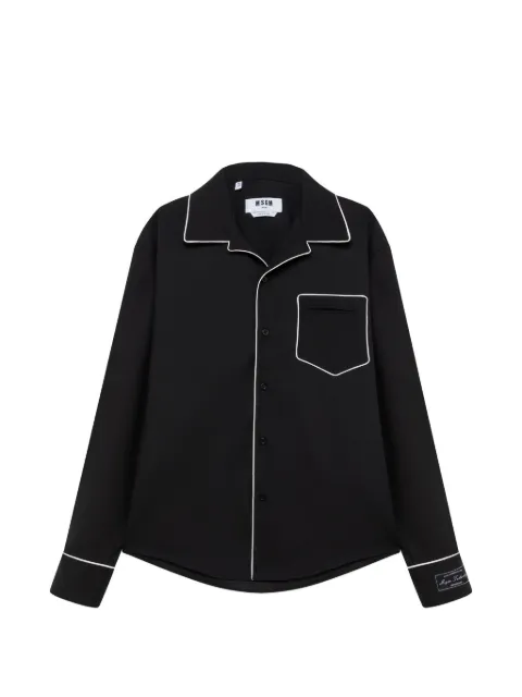 MSGM piped-trim chest-pocket shirt Black 4140ME04267617