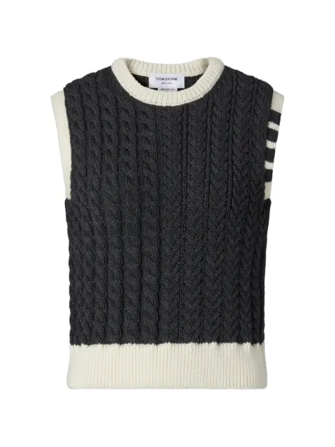 Thom Browne merino wool Aran cable shell top Grey FKV237AY1024