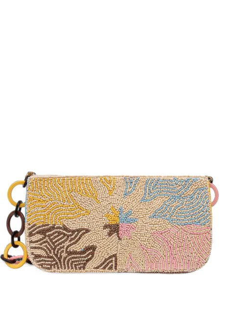 NEVER FULLY DRESSED bead-embellished chain-link clutch Brown NFDA672