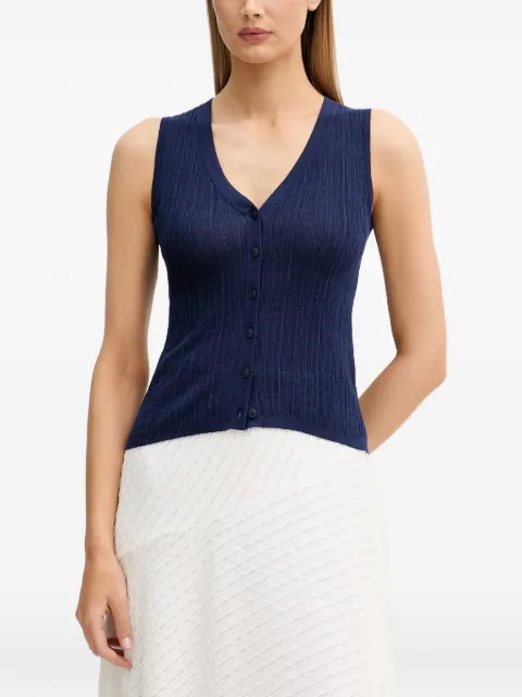 Sisley ribbed-knit V-neck vest Blue 1U3RL603U