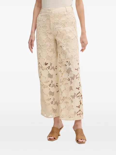 Sisley guipure-lace cropped trousers Neutrals 49D8LF09B