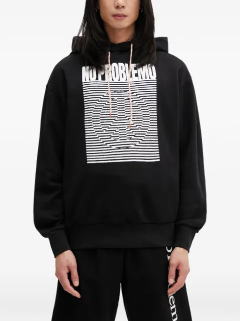 NO PROBLEMO logo-print peace-sign oversized hoodie Black NP2001905
