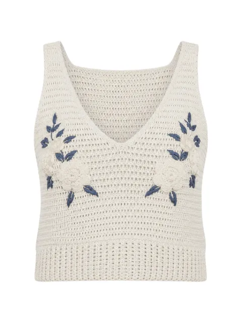 All That Remains Iris floral-embroidered crochet top White ATRSS26019