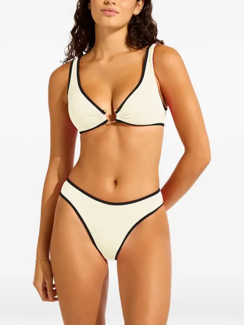 Seafolly contrast-trim bikini bottoms Neutrals 40753072