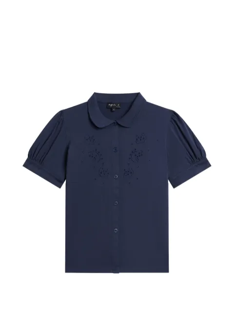 agnès b. Tamarin broderie-anglaise puff-sleeve blouse Blue FS47JIB4