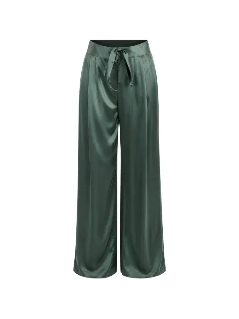 The Sei pleated satin-finish trousers Green TS6020
