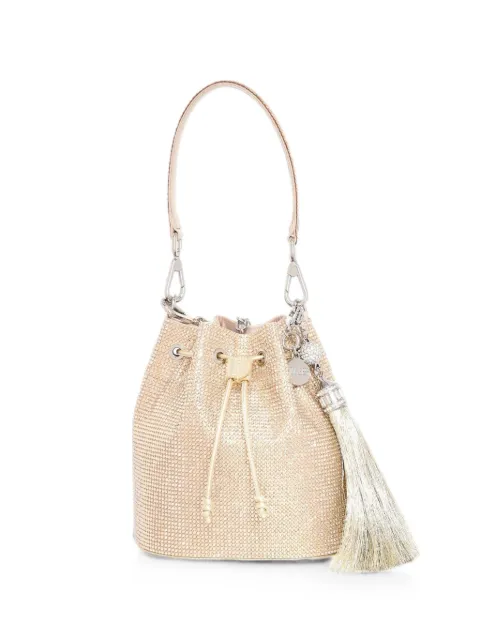 Judith Leiber crystal-embellished tassel-detail bucket bag Neutrals H270000
