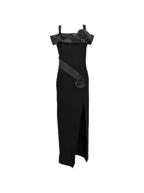 Bassant Paris off-shoulder rosette-detail maxi dress Black W2752619