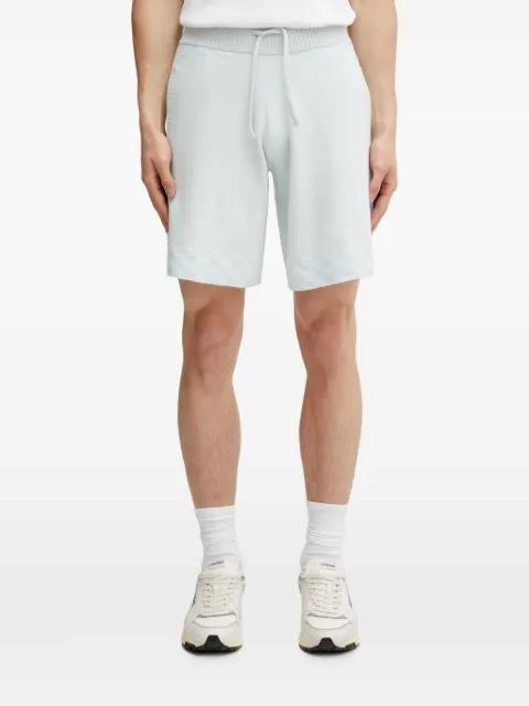 Filling Pieces Resort checkerboard-knit drawstring shorts Blue 412672500325