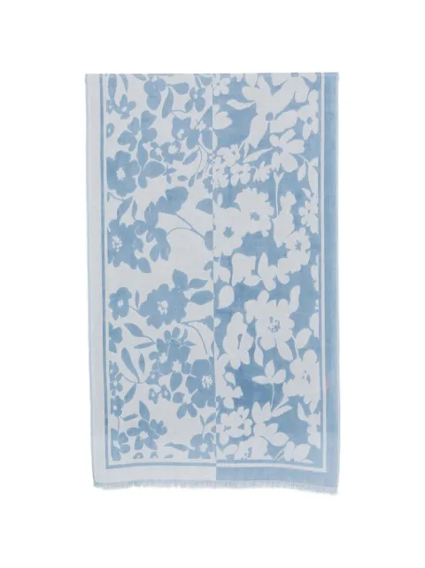 Marc O'Polo floral-print frayed-edge scarf Blue MPO5000014432