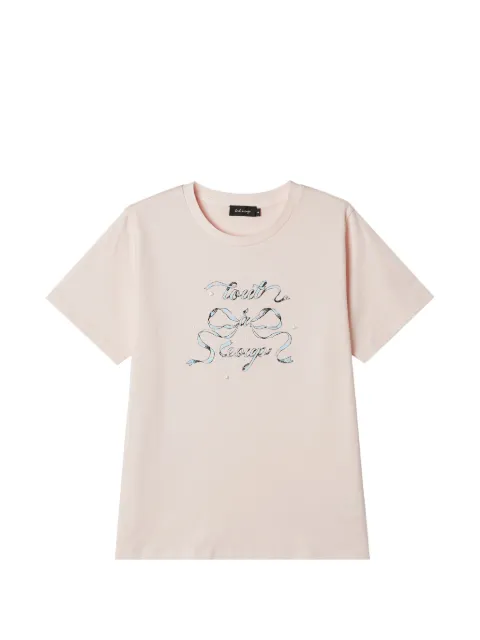 tout a coup bow-print faux-pearl T-shirt Pink M653AU6