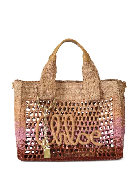 Chloé small Summer Banana logo-patch tote bag Brown CH26AS908S87