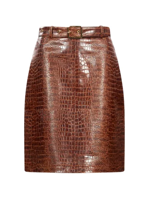 Rowen Rose mini croc-effect belted skirt Brown RR511TN