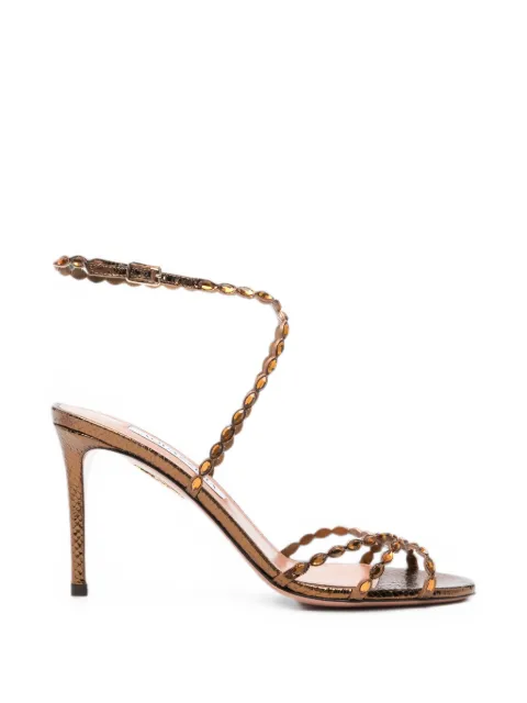 Aquazzura Love Struck crystal-embellished sandals Brown LSKMIDS0MSKDEE