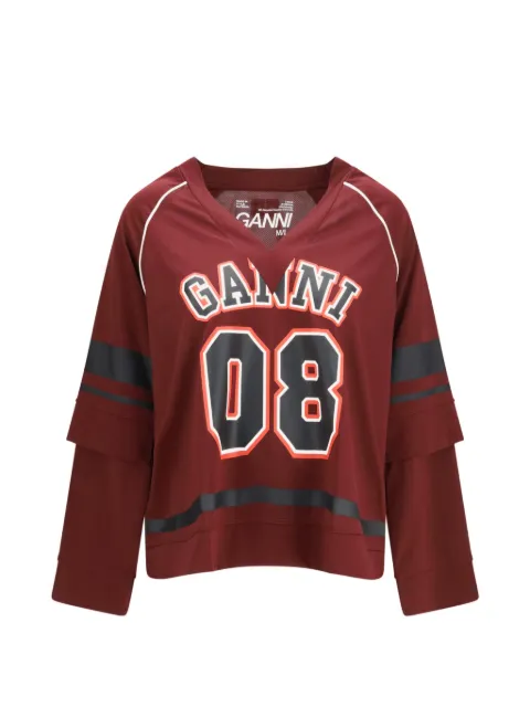 GANNI Cycora double-layered T-shirt Red A1050246