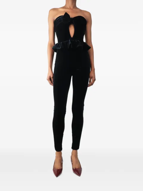 Alessandra Rich strapless jumpsuit Black BLACKSTRAPLESSVELOURJUMPSUIT