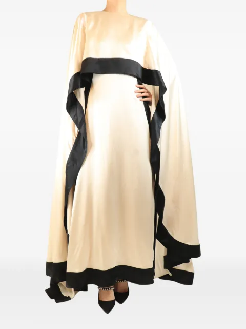 Semsem satin maxi cape dress Neutrals NEUTRALSATINSILKMAXICAPEDRESS