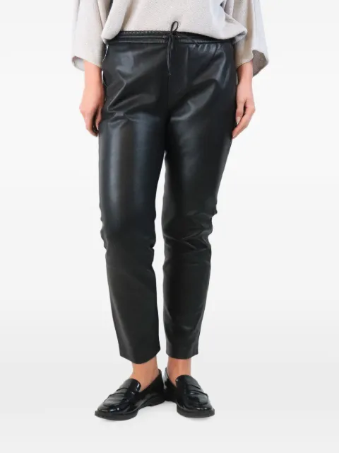 Scanlan Theodore elasticated-waist drawstring trousers Black BLACKLEATHERTROUSERS