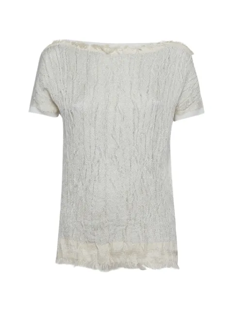 Lanvin Pre-Owned lurex-knit short-sleeve top White 1293063