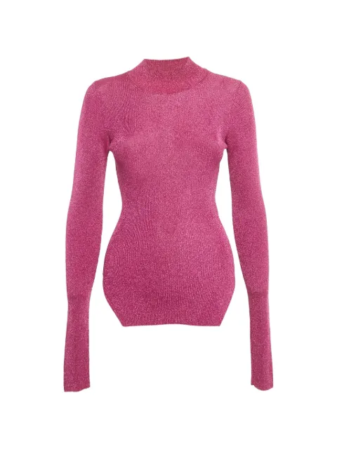 Thierry Mugler Pre-Owned rib-knit mock-neck sweater Pink 1268958