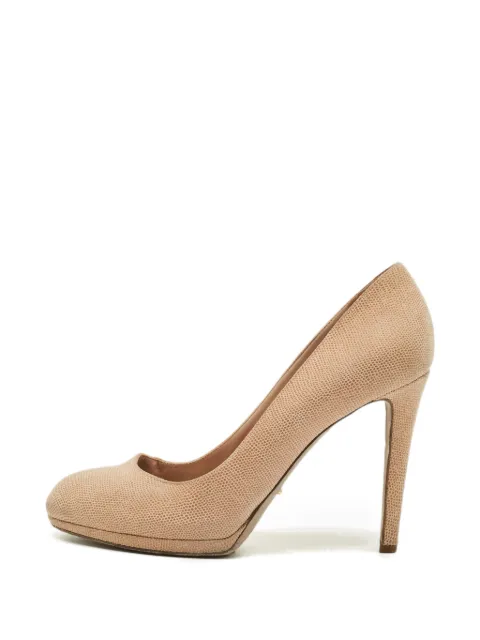 Sergio Rossi Vintage textured round-toe pumps Neutrals 1265153