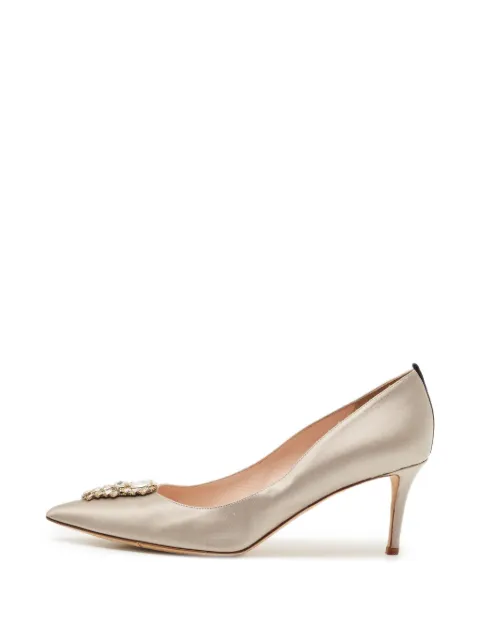 SJP by Sarah Jessica Parker crystal-embellished satin heeled pumps Gold 1336572