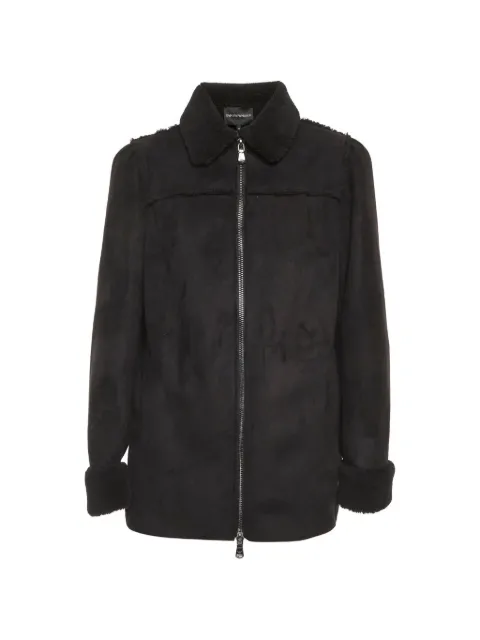 Emporio Armani Pre-Owned fleece-trim zip-up jacket Black 1290561