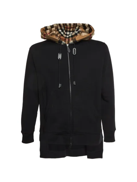 Burberry Pre-Owned check-pattern zip-up hoodie Black 1334187