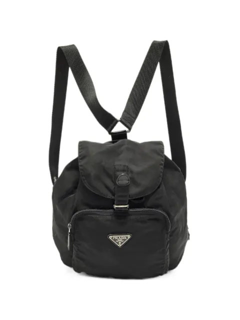 Prada Pre-Owned drawstring triangle logo backpack Black 1293960