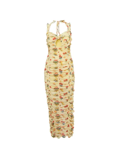 De La Vali floral-print ruched maxi dress Yellow 1257299
