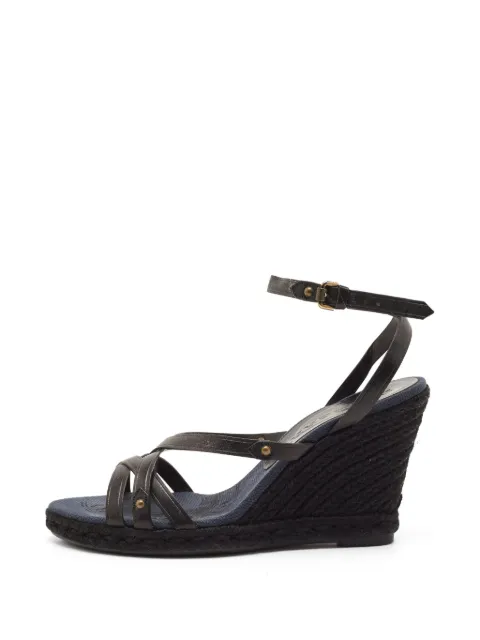 Burberry Pre-Owned Criss-cross wedge sandals Blue 1335894