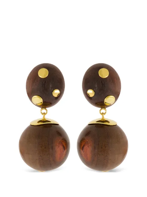 Lizzie Fortunato studded wood drop earrings Gold SS26E002