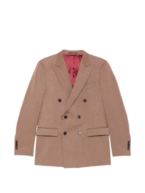 Drôle De Monsieur double-breasted herringbone blazer Brown KJT208PL171BN