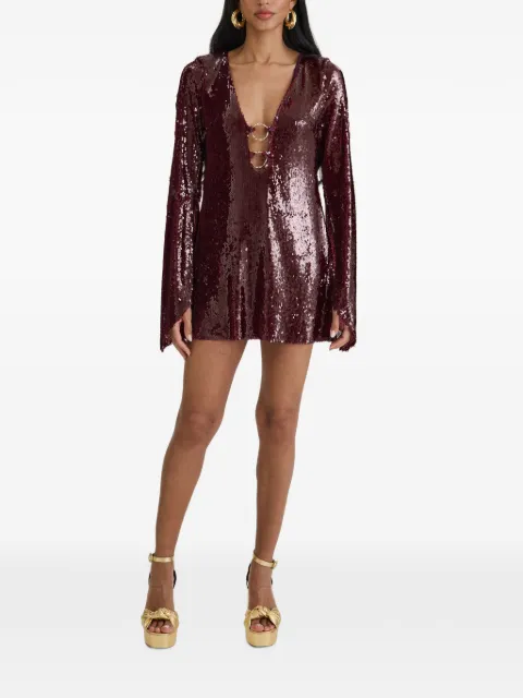 MOOS STUDIO sequin-embellished ring-detail mini dress Red MOOS002