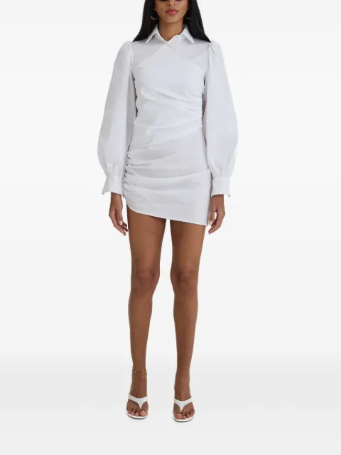 MOOS STUDIO ruched long-sleeve dress White MOOS001