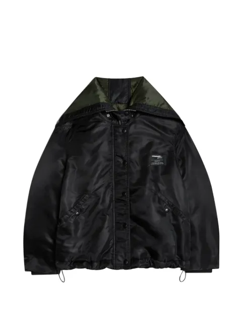 HommeGirls zipped-hood logo-patch bomber jacket Black HGJK023