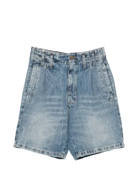 CULTURA acid-wash pleated shorts Blue S26SS10FE80DENIM