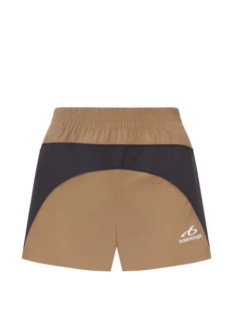 Balenciaga logo-print panelled running shorts Brown A002BCTUO41