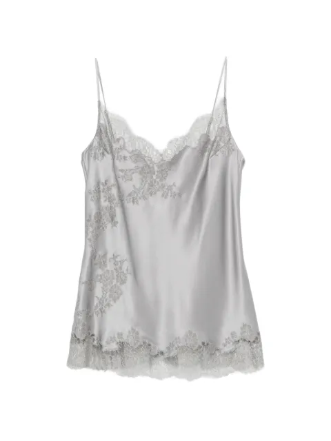 Carine Gilson lace-trim silk blouse Grey CR0411SEW26PLBGRI
