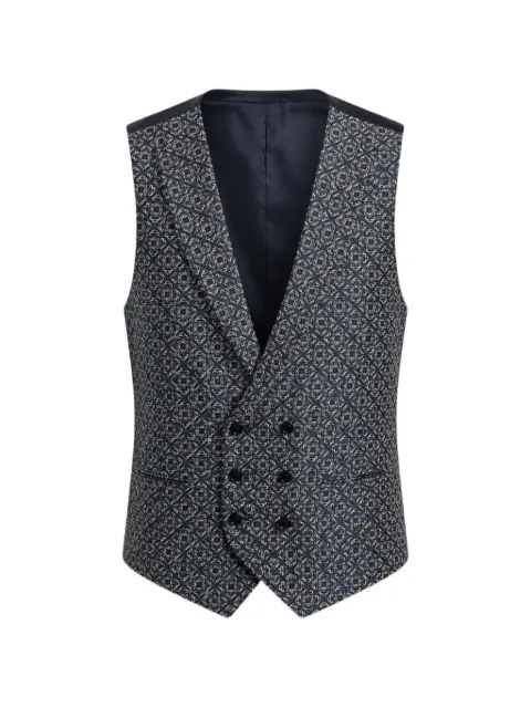 ROBERTO VINCENTI geometric-print double-breasted waistcoat Blue C47451310BLUE