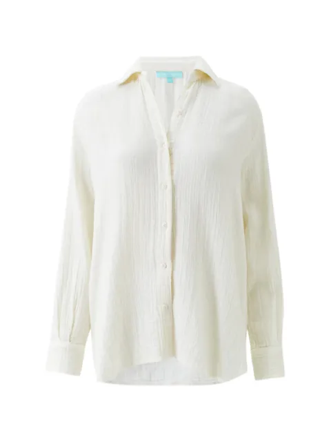 Melissa Odabash Leona crinkled-finish cotton shirt White MOCR26LEONA